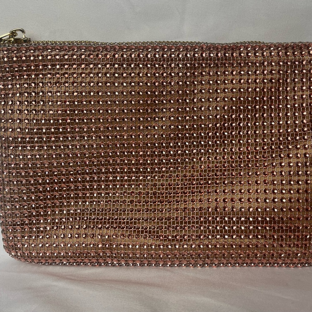 Madden Girl Pink and Gold Rhinestone Clutch